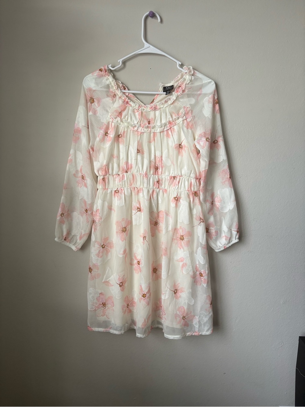 ZAC Kids Girls XL 14-16 Pink Floral Long Sleeve Dress